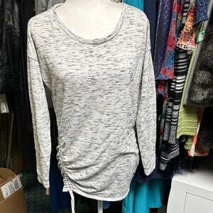 Motherhood Maternity Ruched Knit Top in Light Gray